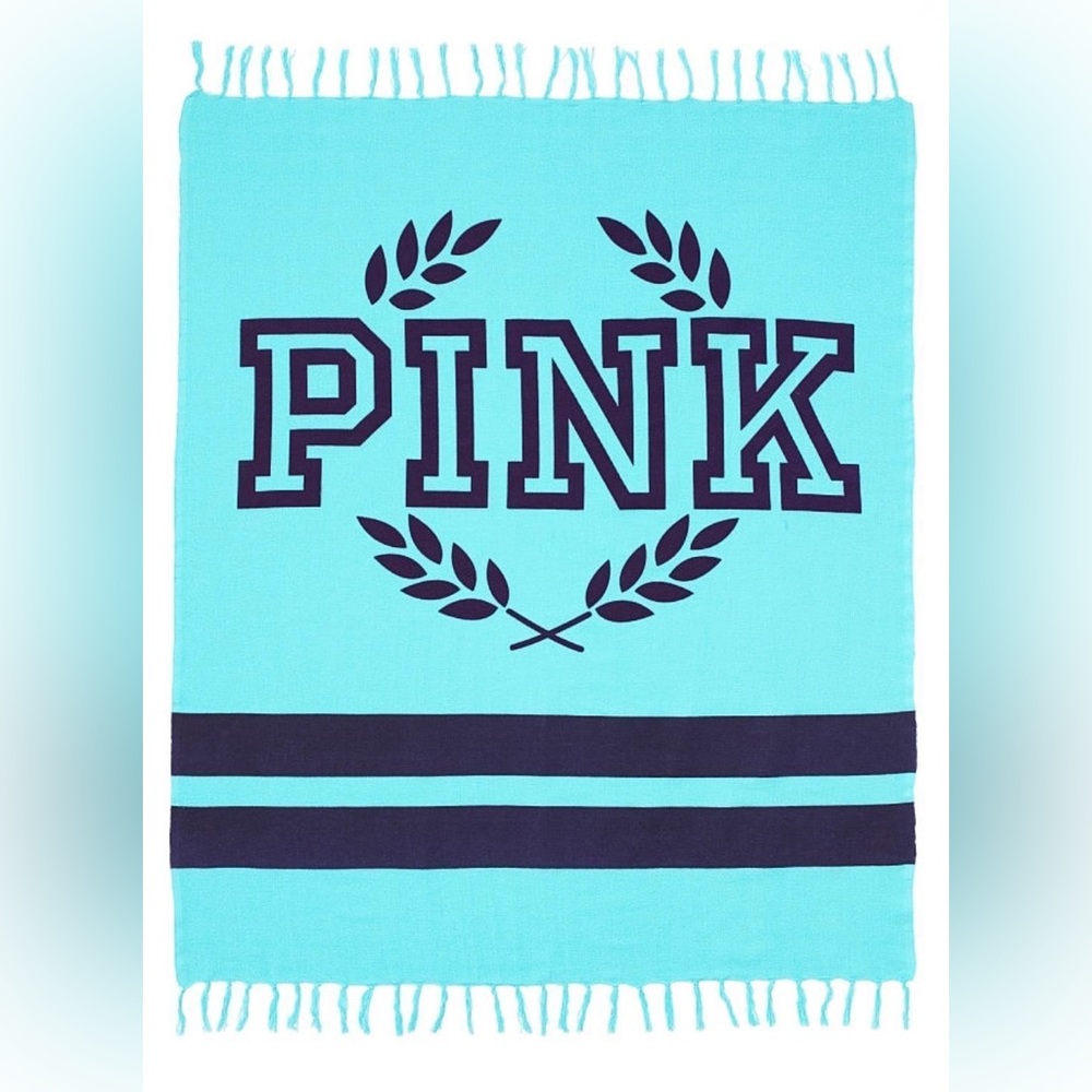 VICTORIA'S SECRET PINK BOYFRIEND LARGE BLANKET IN TEAL BLUE